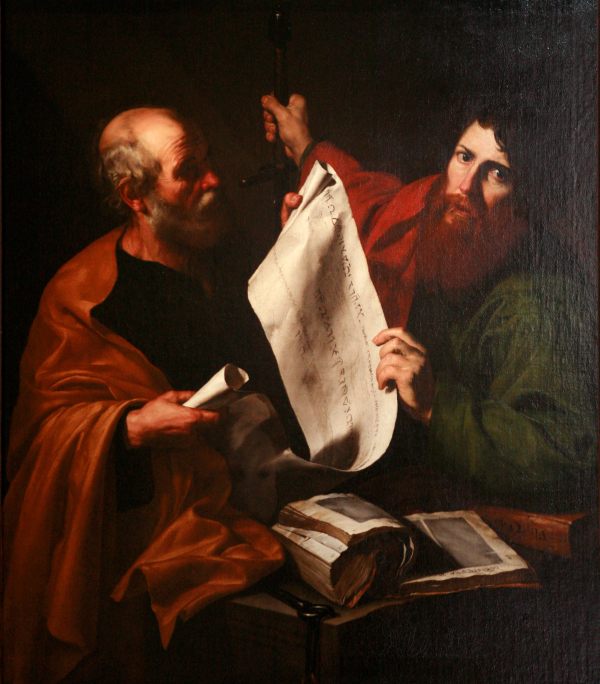 Jusepe de Ribera: St. Peter and St. Paul. Peter is usually portrayed as the older one.